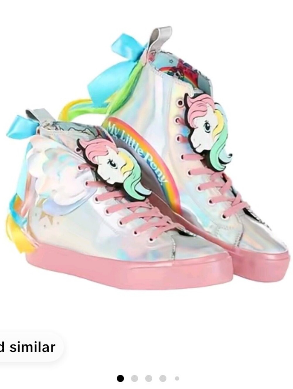 My Little Pony Iridescent High-Top Sneakers with Pink Soles and Rainbow Accents